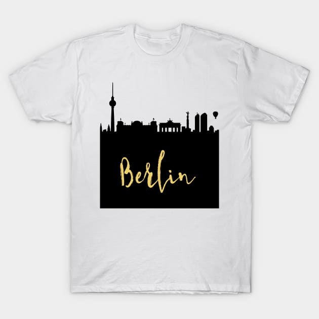 BERLIN GERMANY DESIGNER SILHOUETTE SKYLINE ART T-Shirt by deificusArt